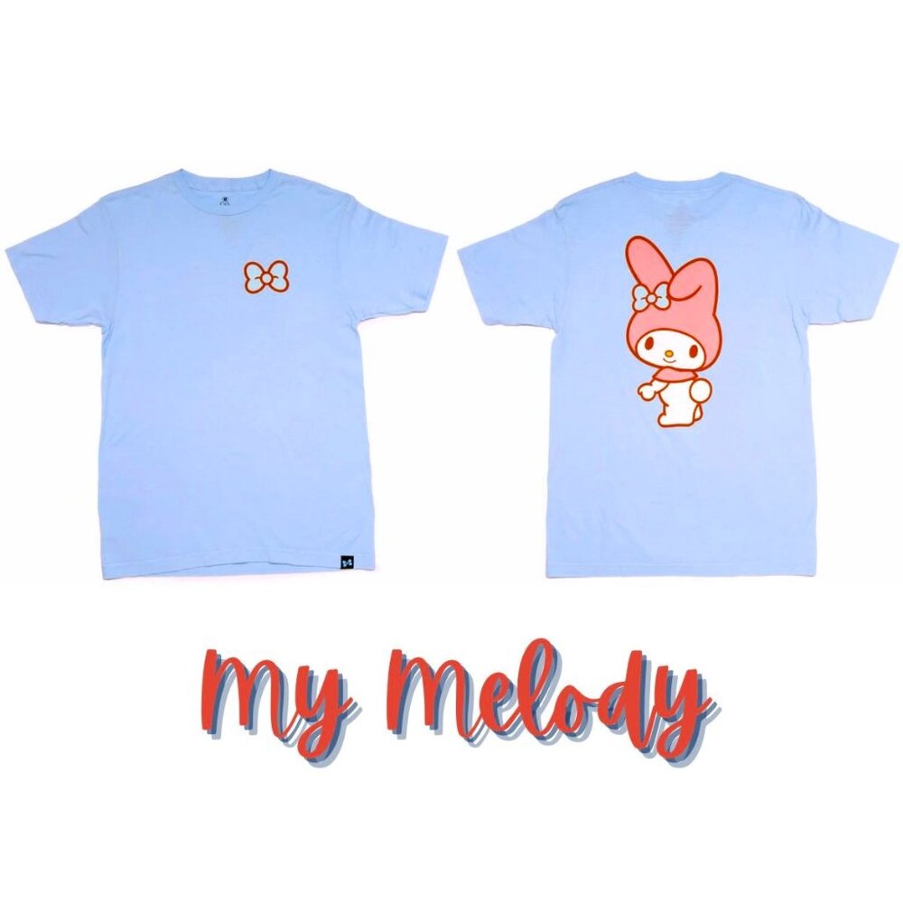 MY MELODY Sanrio Logo Graphic Blue Short Sleeve Tee Size Medium NWoT